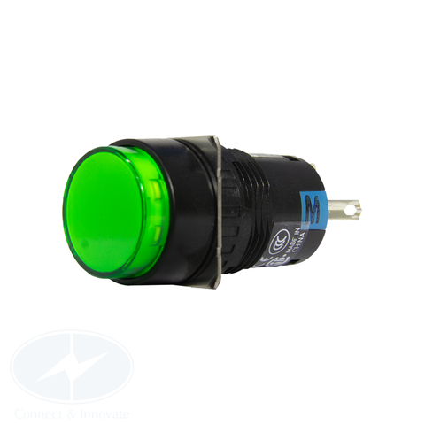 Nút nhấn Idec có đèn, loại tròn, 24V DC, AL6M Ø 16mm, màu xanh lá