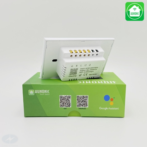 Công Tắc Wifi Hunonic HN02ST 2 nút màu trắng
