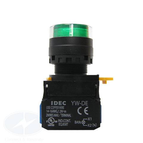 Nút nhấn Idec có đèn loại phẳng YW1L Ø 22mm màu xanh lá