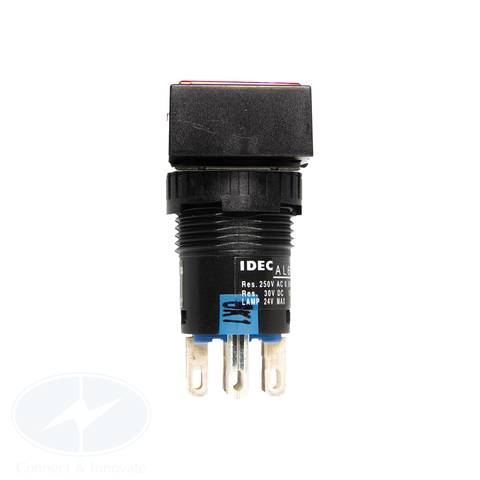 Nút nhấn Idec có đèn, hình chữ nhật, 24V DC, AL6H Ø 16mm, màu đỏ