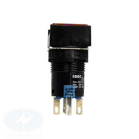 Nút nhấn Idec, có đèn, loại vuông 24V DC, AL6Q Ø16mm, màu đỏ