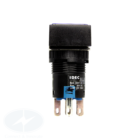 Nút nhấn Idec có đèn, hình chữ nhật, 24V DC, AL6H Ø 16mm, màu trắng