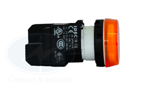 Đèn báo Idec loại phẳng YW1P-1EQHA Ø 22mm 110V AC/DC màu hổ phách