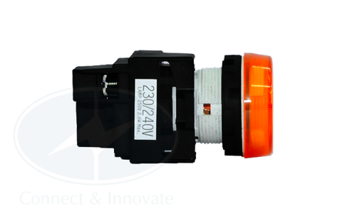 Đèn báo Idec loại phẳng YW1P-1EQM3A Ø 22mm 220V AC/DC màu hổ phách