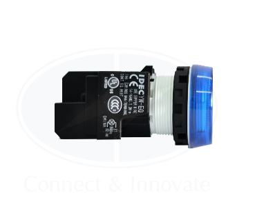 Đèn báo Idec loại phẳng YW1P-1EQ4S Ø 22mm 24V AC/DC màu xanh dương