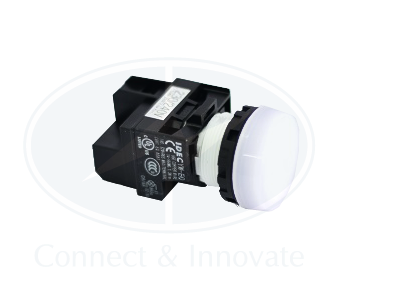 Đèn báo Idec loại phẳng YW1P Ø 22mm, màu trắng