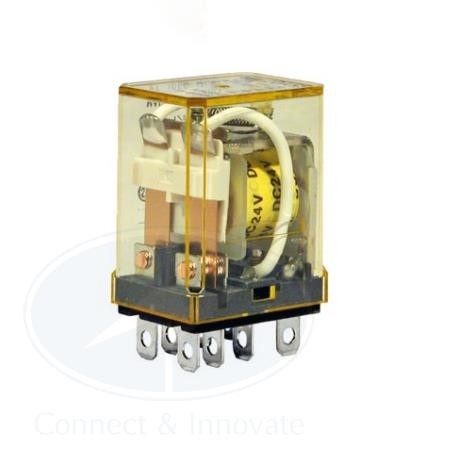Relay Idec RH2B Imax = 10A, 8 chân dẹp lớn, có đèn