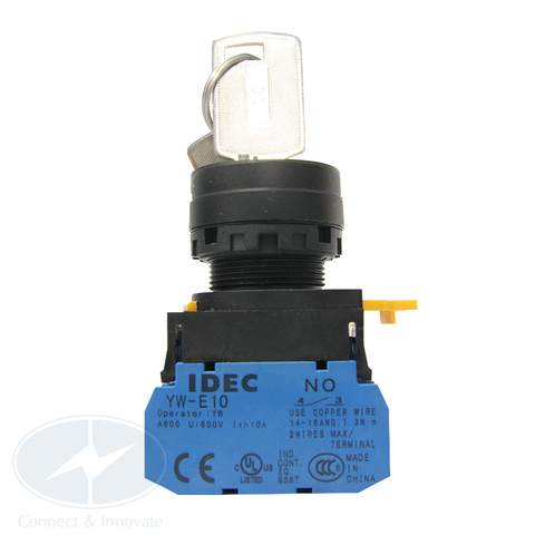 Công tắc xoay Idec 2 vị trí, có khóa, YW1K Ø 22mm