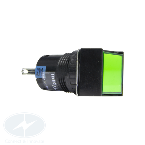 Đèn báo Idec loại vuông AL6Q Ø 16mm, 24V AC/DC, màu xanh lá
