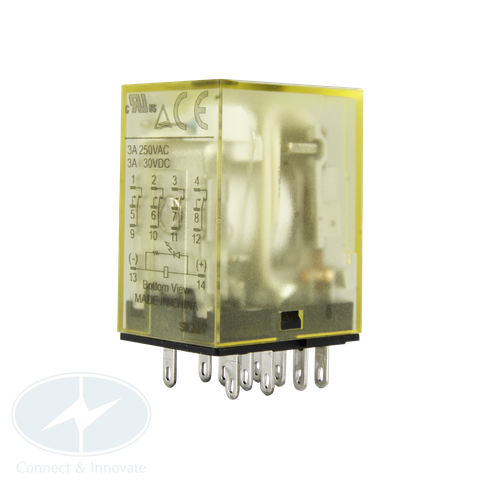 Relay Idec RN4S Imax = 3A, 14 chân dẹp, có đèn