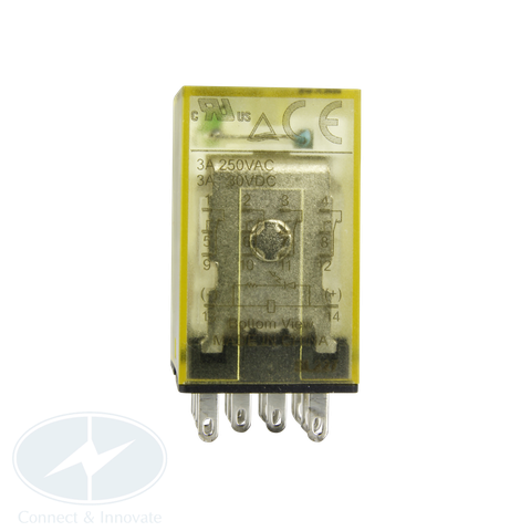 Relay Idec RN4S Imax = 3A, 14 chân dẹp, có đèn