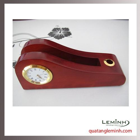 Đồng hồ gỗ để bàn khắc logo - 005