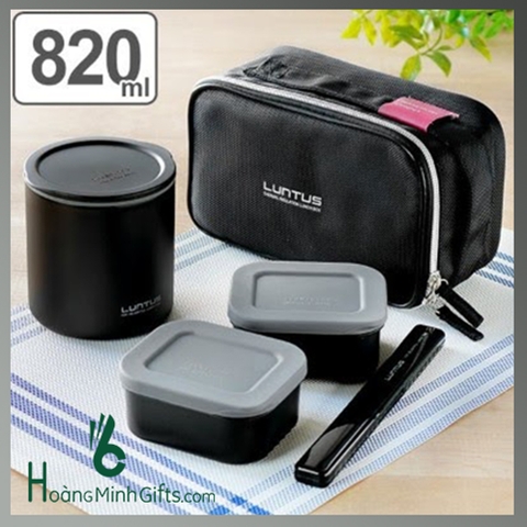 COMBO HỘP CƠM GIỮ NHIỆT 3 NGĂN 820ml KÈM TÚI VÀ ĐŨA