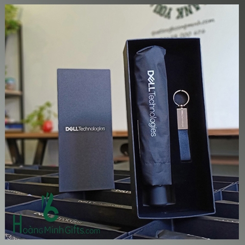 SET QUÀ TẶNG Ô VÀ MÓC KHÓA DA - KHÁCH HÀNG DELL