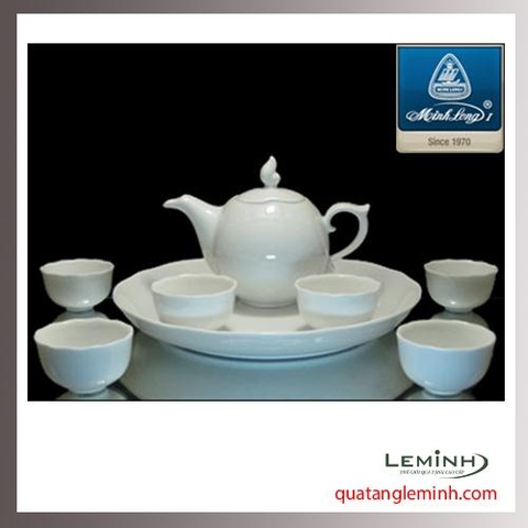 Bộ ấm chén sứ men trắng Minh Long 014