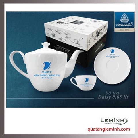 Bộ ấm chén sứ men trắng Minh Long 002