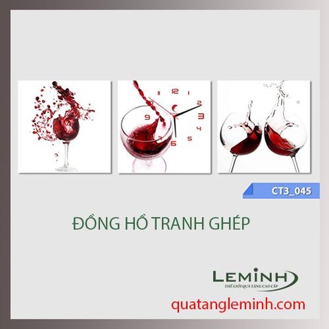Đồng hồ tranh - bộ 3 tâm vuông