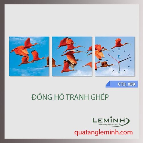 Đồng hồ tranh - bộ 3 tâm vuông
