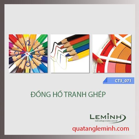 Đồng hồ tranh - bộ 3 tâm vuông