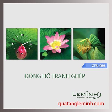 Đồng hồ tranh - bộ 3 tâm vuông