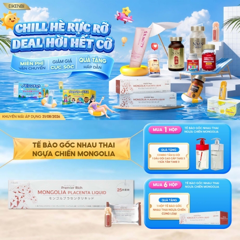 Nước Uống Nhau Thai Ngựa Chiến Mongolia Placenta Liquid Eikenbi [Hộp 30 ống 10ml]