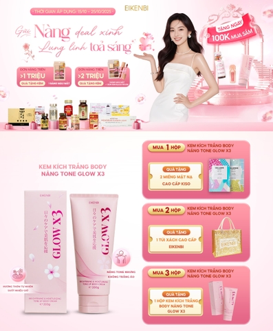 Kem Kích Trắng Body Nâng Tone Glow X3 Eikenbi [Tuýp 200gr]