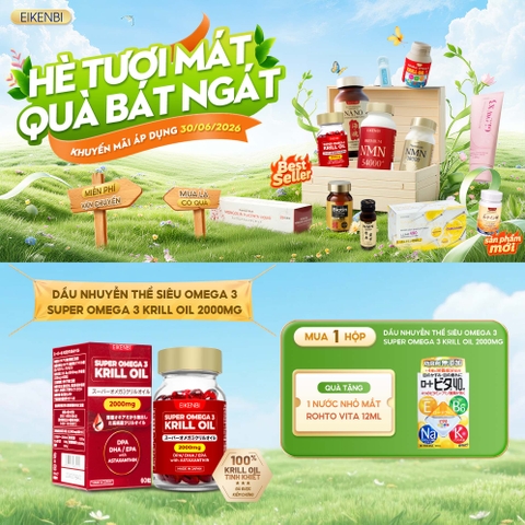 Viên Uống Dầu Nhuyễn Thể Siêu Omega - 3 Krill Oil Eikenbi [Hộp 60 viên]