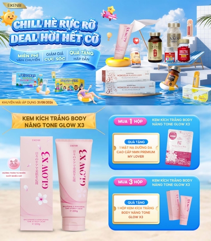 Kem Kích Trắng Body Nâng Tone Glow X3 Eikenbi [Tuýp 200gr]