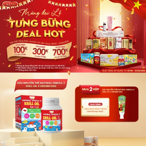 KHUYẾN MÃI VIÊN UỐNG OMEGA-3 KRILL OIL DÀNH CHO TRẺ EM EIKENBI KIDS