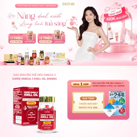 KHUYẾN MÃI VIÊN UỐNG DẦU NHUYỄN THỂ SIÊU OMEGA - 3 KRILL OIL EIKENBI
