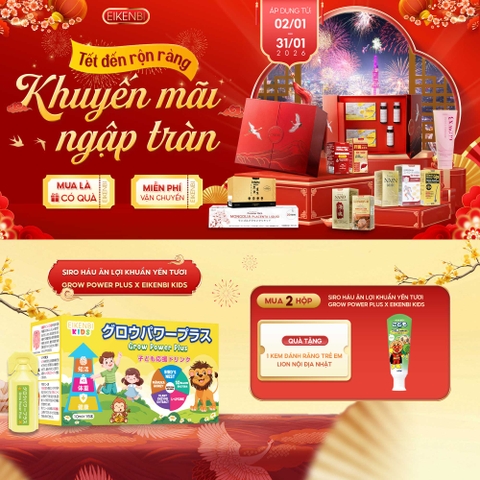 Siro Háu Ăn Lợi Khuẩn Yến Tươi Grow Power Plus Eikenbi Kids [Hộp 15 ống 10ml]