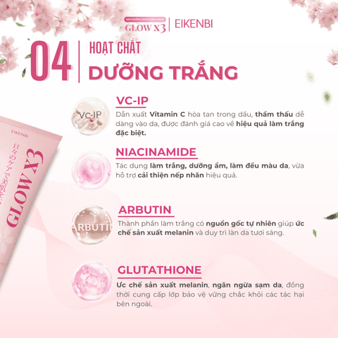 Kem Kích Trắng Body Nâng Tone Glow X3 Eikenbi [Tuýp 200gr]