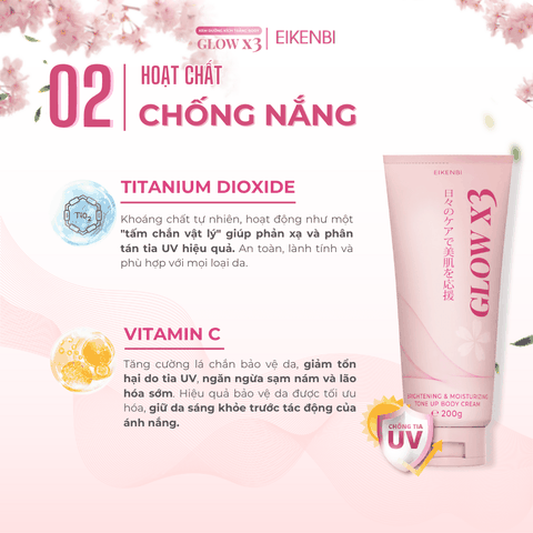 Kem Kích Trắng Body Nâng Tone Glow X3 Eikenbi [Tuýp 200gr]