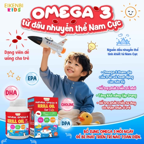 Dầu Nhuyễn Thể Natural Omega-3 Krill Oil Eikenbi Kids [Hộp 60 Viên]