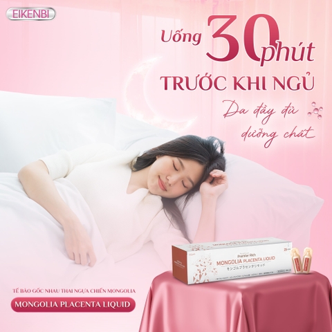 Nước Uống Nhau Thai Ngựa Chiến Mongolia Placenta Liquid Eikenbi [Hộp 30 ống 10ml]