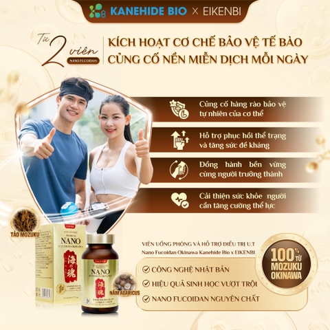 Viên Uống Phòng & Hỗ Trợ Điều Trị Ung Thư Nano Fucoidan Okinawa Kanehide Bio x Eikenbi (Hộp 120 viên)