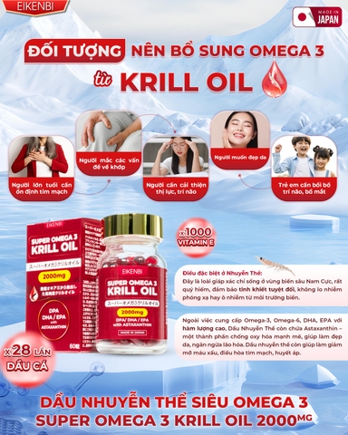Viên Uống Dầu Nhuyễn Thể Siêu Omega - 3 Krill Oil Eikenbi [Hộp 60 viên]