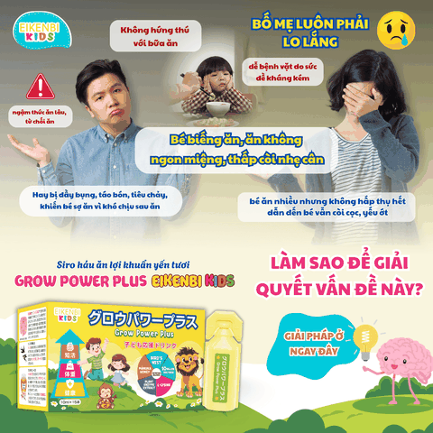 Siro Háu Ăn Lợi Khuẩn Yến Tươi Grow Power Plus Eikenbi Kids [Hộp 15 ống 10ml]