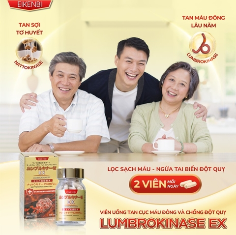 Viên Uống Tan Cục Máu Đông & Chống Đột Quỵ Lumbrokinase EX [Hộp 60 viên]