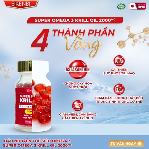 Viên Uống Dầu Nhuyễn Thể Siêu Omega - 3 Krill Oil Eikenbi [Hộp 60 viên]