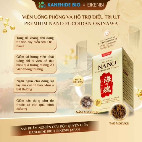 Viên Uống Phòng & Hỗ Trợ Điều Trị Ung Thư Nano Fucoidan Okinawa Kanehide Bio x Eikenbi (Hộp 120 viên)