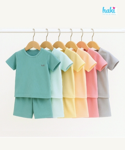 Bộ cộc tay cài vai cho bé vải sồi BM015