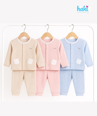 Bộ dài cài giữa hai túi ốp Melange Cotton cao cấp BC003