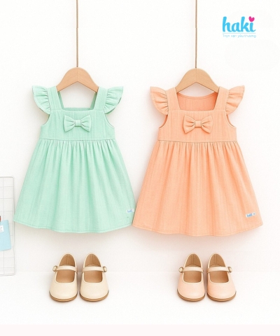 Váy bé gái cổ vuông tay cánh tiên HK525