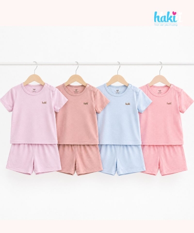 Bộ cộc tay cài vai vải tre cao cấp BB002