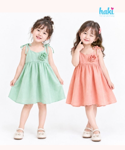 Váy hai dây đính hoa hồng HK507