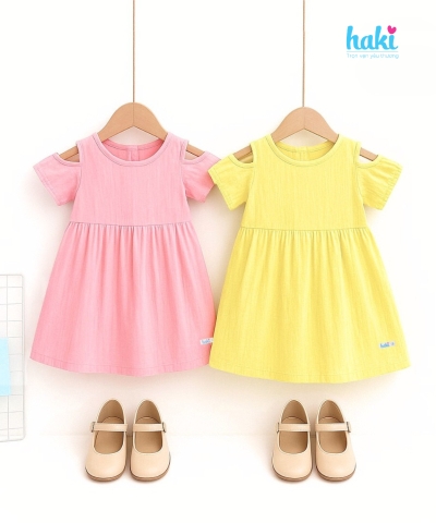 Váy bé gái cộc tay hở vai HK521