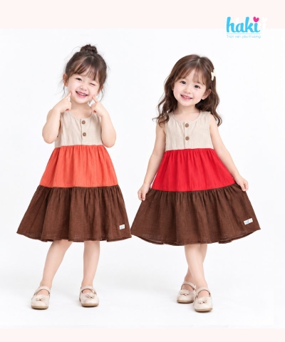 Váy bé gái 3 tầng color block HK518
