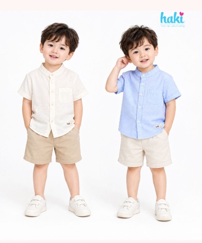 Áo sơ mi bé trai cổ tàu HK520