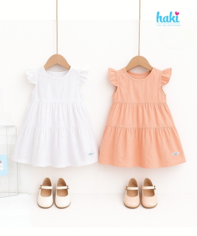 Váy bé gái nhún 3 tầng tay cánh tiên HK514